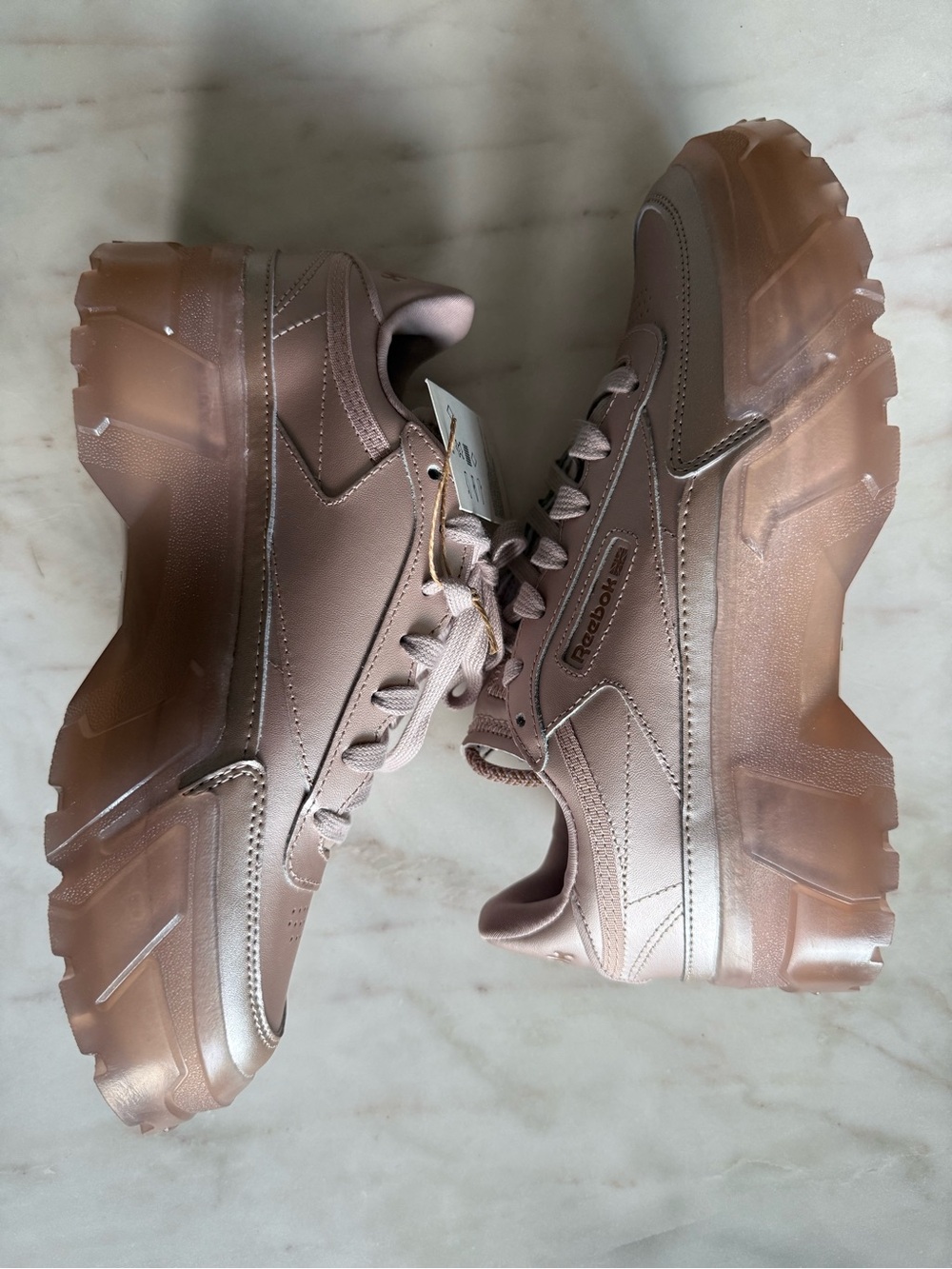 NWT Reebok x Cardi B Club C Rose Gold Platform Sneakers 7.5